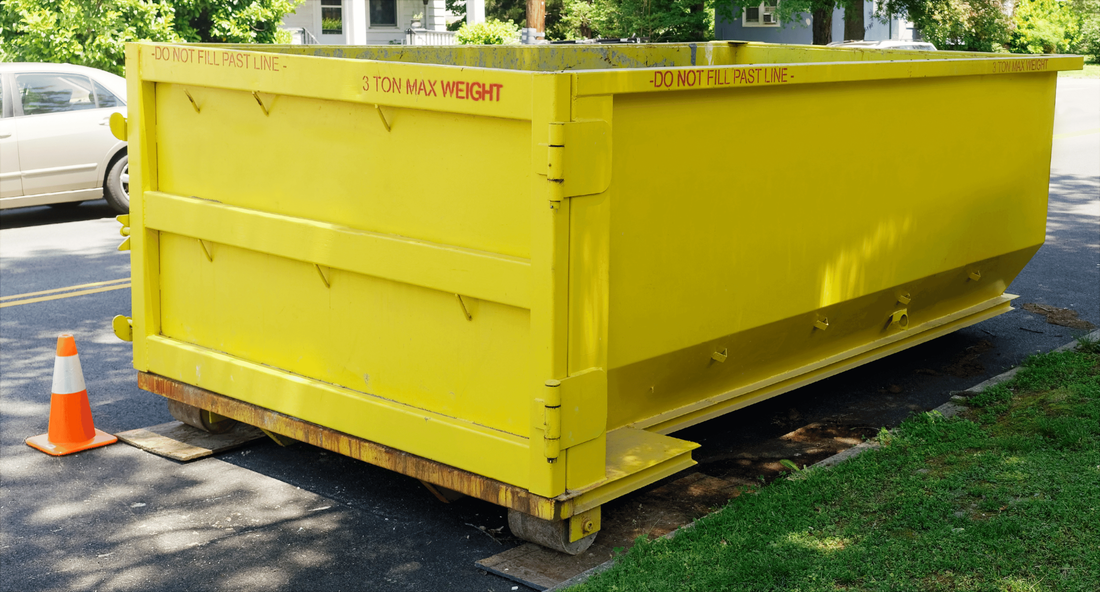 Roll Off Dumpster in Yellow Paint for Rental